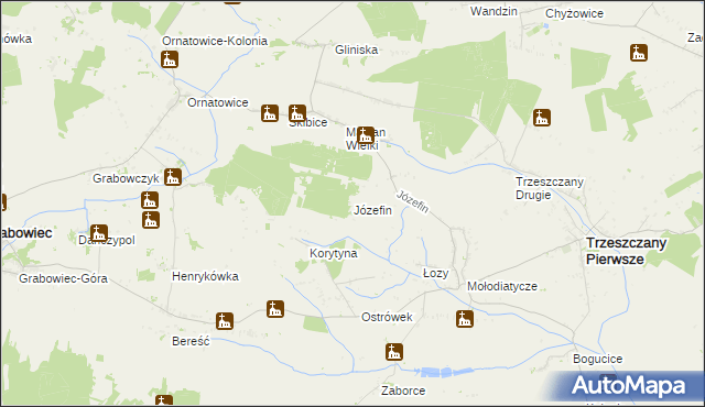 mapa Józefin gmina Trzeszczany, Józefin gmina Trzeszczany na mapie Targeo