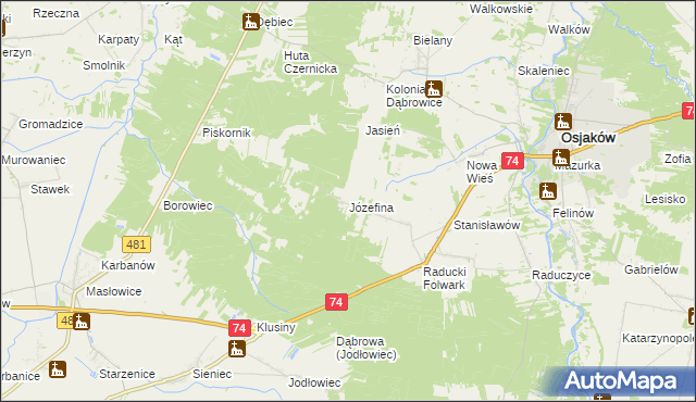 mapa Józefina gmina Osjaków, Józefina gmina Osjaków na mapie Targeo