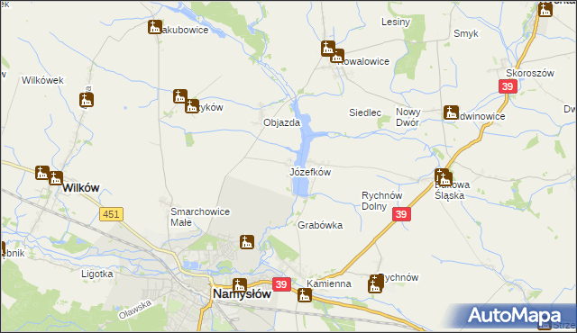 mapa Józefków gmina Namysłów, Józefków gmina Namysłów na mapie Targeo