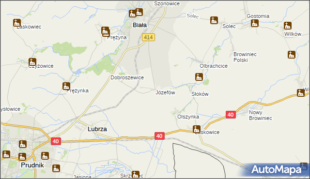 mapa Józefów gmina Biała, Józefów gmina Biała na mapie Targeo