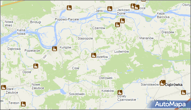 mapa Józefów gmina Dąbrówka, Józefów gmina Dąbrówka na mapie Targeo