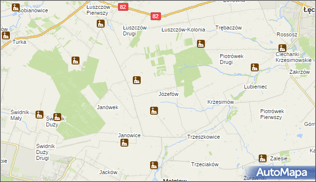 mapa Józefów gmina Mełgiew, Józefów gmina Mełgiew na mapie Targeo