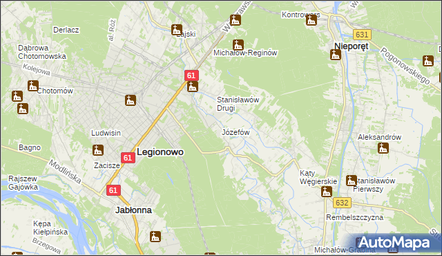 mapa Józefów gmina Nieporęt, Józefów gmina Nieporęt na mapie Targeo