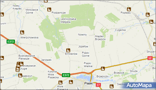 mapa Józefów gmina Piaski, Józefów gmina Piaski na mapie Targeo