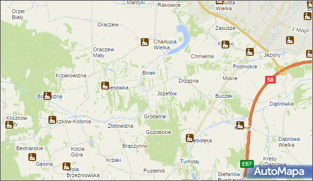 mapa Józefów gmina Wróblew, Józefów gmina Wróblew na mapie Targeo