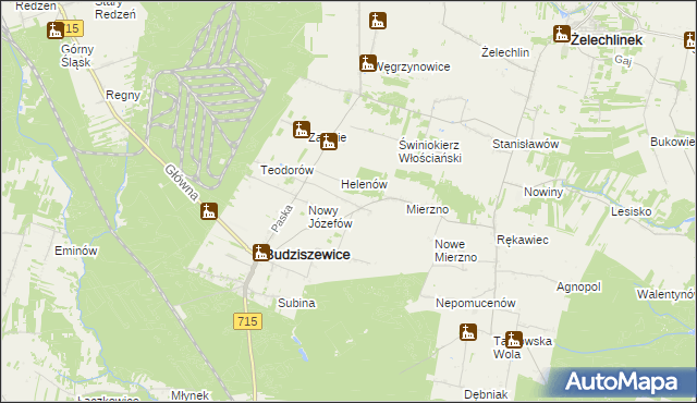 mapa Józefów Stary gmina Budziszewice, Józefów Stary gmina Budziszewice na mapie Targeo