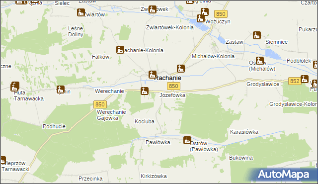 mapa Józefówka gmina Rachanie, Józefówka gmina Rachanie na mapie Targeo