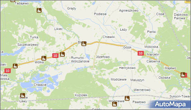 mapa Józefowo gmina Szczutowo, Józefowo gmina Szczutowo na mapie Targeo