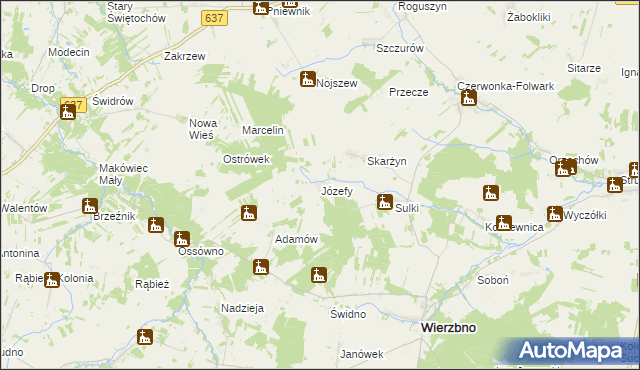 mapa Józefy, Józefy na mapie Targeo