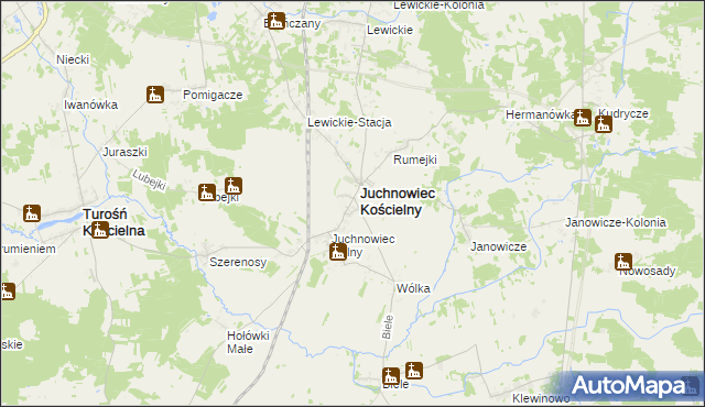 mapa Juchnowiec Górny, Juchnowiec Górny na mapie Targeo