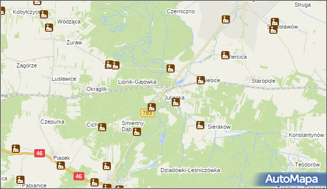 mapa Julianka gmina Przyrów, Julianka gmina Przyrów na mapie Targeo