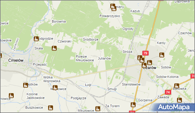 mapa Julianów gmina Ożarów, Julianów gmina Ożarów na mapie Targeo