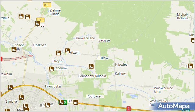 mapa Julków gmina Biała Podlaska, Julków gmina Biała Podlaska na mapie Targeo