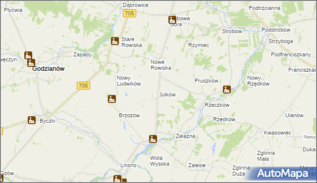 mapa Julków gmina Skierniewice, Julków gmina Skierniewice na mapie Targeo