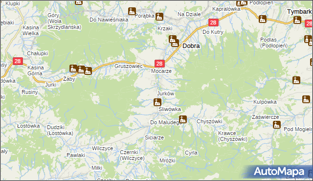 mapa Jurków gmina Dobra, Jurków gmina Dobra na mapie Targeo