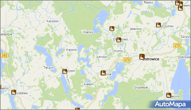 mapa Jutrosin gmina Ostrowice, Jutrosin gmina Ostrowice na mapie Targeo