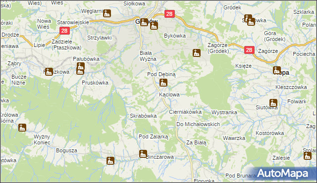 mapa Kąclowa, Kąclowa na mapie Targeo