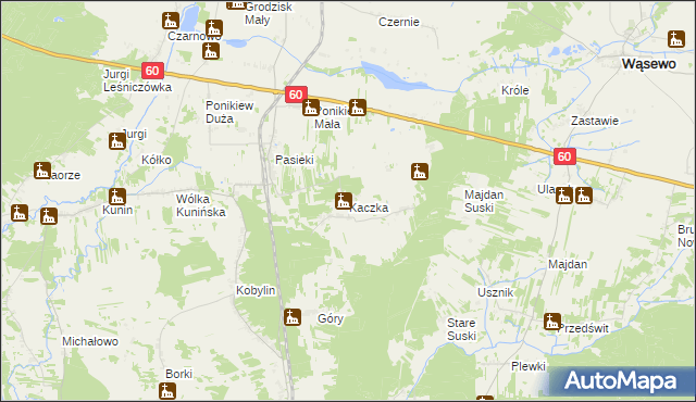 mapa Kaczka gmina Goworowo, Kaczka gmina Goworowo na mapie Targeo