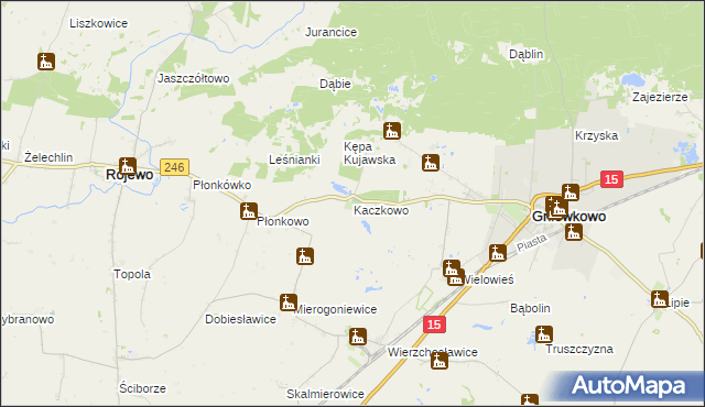 mapa Kaczkowo gmina Gniewkowo, Kaczkowo gmina Gniewkowo na mapie Targeo