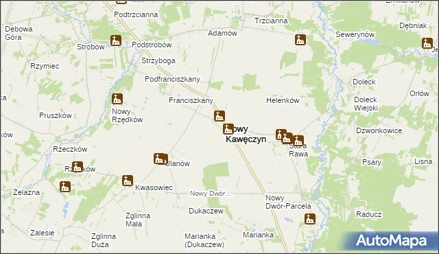 mapa Kaczorów gmina Nowy Kawęczyn, Kaczorów gmina Nowy Kawęczyn na mapie Targeo