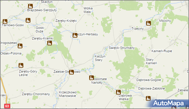 mapa Kaczyn Stary, Kaczyn Stary na mapie Targeo