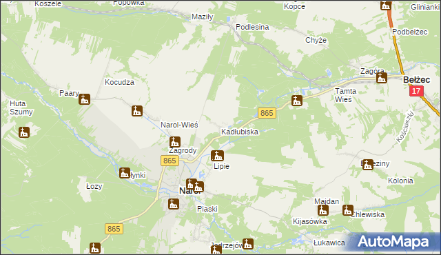 mapa Kadłubiska gmina Narol, Kadłubiska gmina Narol na mapie Targeo