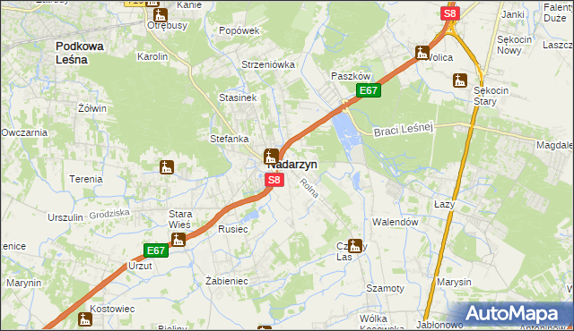 mapa Kajetany, Kajetany na mapie Targeo