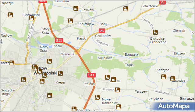 mapa Kąkolewo gmina Ostrów Wielkopolski, Kąkolewo gmina Ostrów Wielkopolski na mapie Targeo