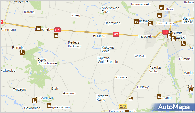 mapa Kąkowa Wola-Parcele, Kąkowa Wola-Parcele na mapie Targeo
