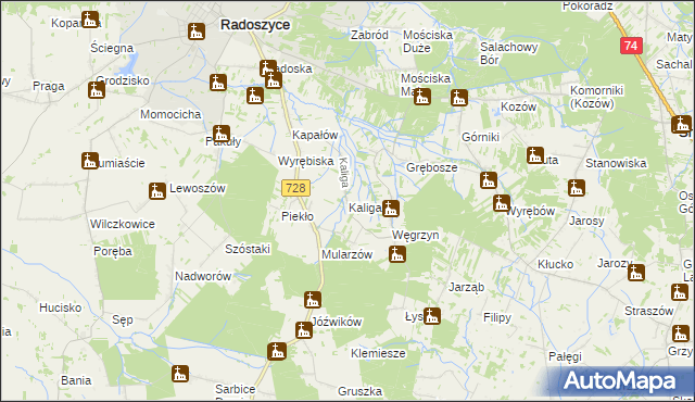 mapa Kaliga, Kaliga na mapie Targeo