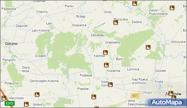 mapa Kalinów gmina Żelechów, Kalinów gmina Żelechów na mapie Targeo