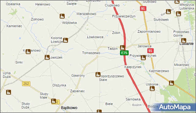 mapa Kalinowiec gmina Bądkowo, Kalinowiec gmina Bądkowo na mapie Targeo
