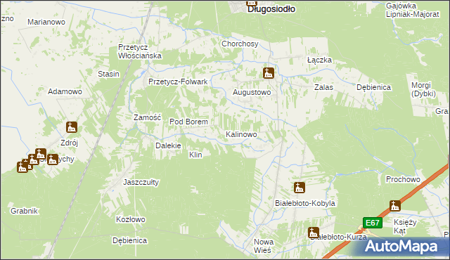 mapa Kalinowo gmina Długosiodło, Kalinowo gmina Długosiodło na mapie Targeo