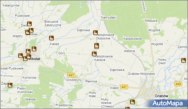 mapa Kaliszkowice Kaliskie, Kaliszkowice Kaliskie na mapie Targeo