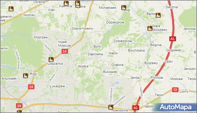 mapa Kalonka gmina Nowosolna, Kalonka gmina Nowosolna na mapie Targeo