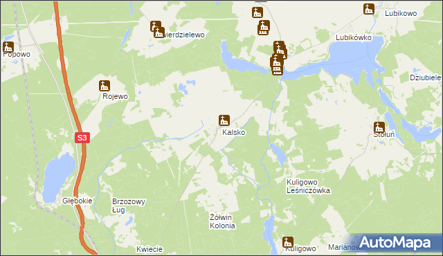 mapa Kalsko, Kalsko na mapie Targeo
