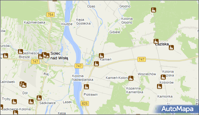 mapa Kamień gmina Łaziska, Kamień gmina Łaziska na mapie Targeo