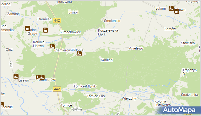 mapa Kamień gmina Pyzdry, Kamień gmina Pyzdry na mapie Targeo