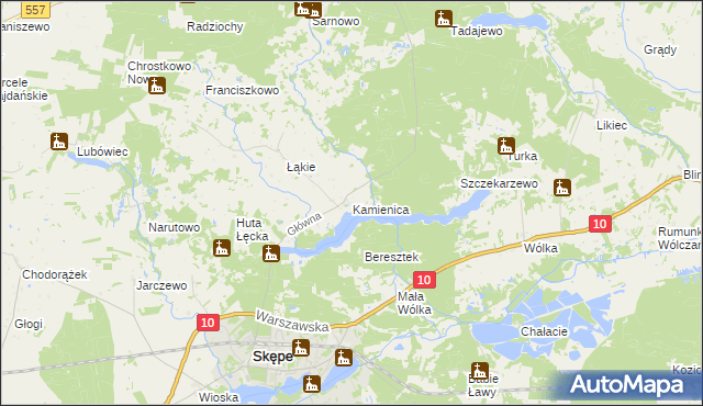 mapa Kamienica gmina Skępe, Kamienica gmina Skępe na mapie Targeo