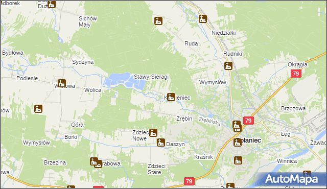 mapa Kamieniec gmina Połaniec, Kamieniec gmina Połaniec na mapie Targeo