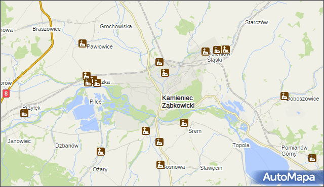 mapa Kamieniec Ząbkowicki, Kamieniec Ząbkowicki na mapie Targeo