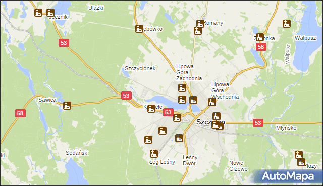 mapa Kamionek gmina Szczytno, Kamionek gmina Szczytno na mapie Targeo