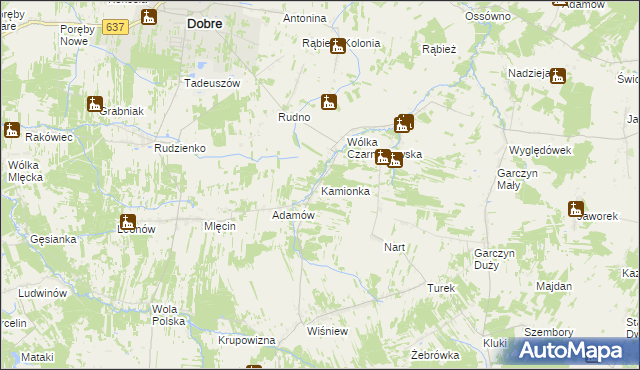 mapa Kamionka gmina Jakubów, Kamionka gmina Jakubów na mapie Targeo