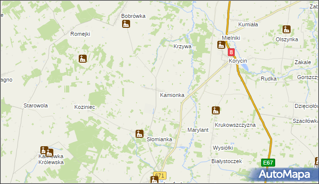 mapa Kamionka gmina Jasionówka, Kamionka gmina Jasionówka na mapie Targeo