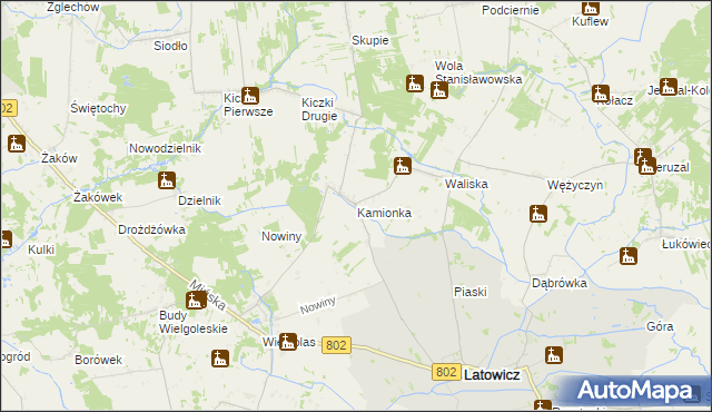 mapa Kamionka gmina Latowicz, Kamionka gmina Latowicz na mapie Targeo