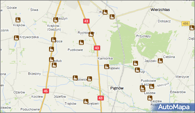 mapa Kamionka gmina Pątnów, Kamionka gmina Pątnów na mapie Targeo