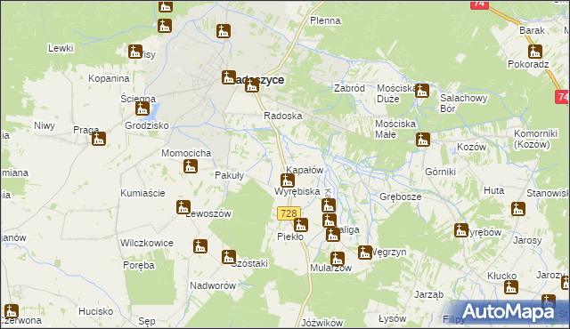 mapa Kapałów, Kapałów na mapie Targeo
