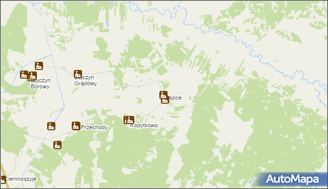 mapa Kapice gmina Grajewo, Kapice gmina Grajewo na mapie Targeo