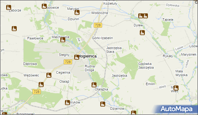 mapa Kaplin gmina Mogielnica, Kaplin gmina Mogielnica na mapie Targeo
