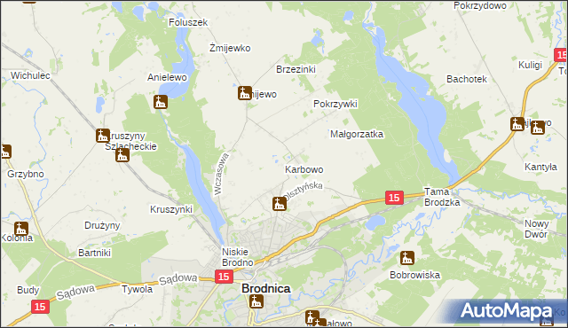 mapa Karbowo gmina Brodnica, Karbowo gmina Brodnica na mapie Targeo